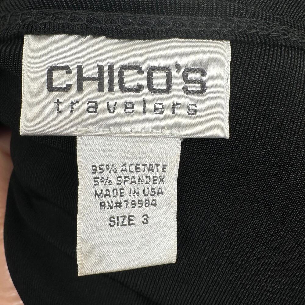 Chico's Travelers Tie Front Cardigan 3/4 Sleeve Black Slinky Chico 3 US XL - Picture 9 of 11